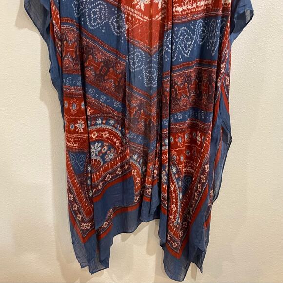 Love Stitch Red Paisley Bohemian Lightweight Mid Length Kimono Sz OS NWT - Picture 4 of 11